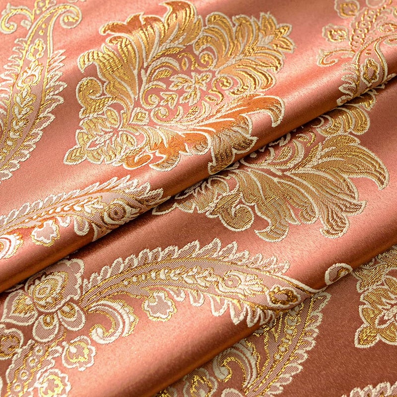 ELKCA Golden Jacquard Swag Waterfall Valance Luxury Curtain Valance for Living Room (Damask-Coffee, W79 Inch, 1 Panel) - Image 4